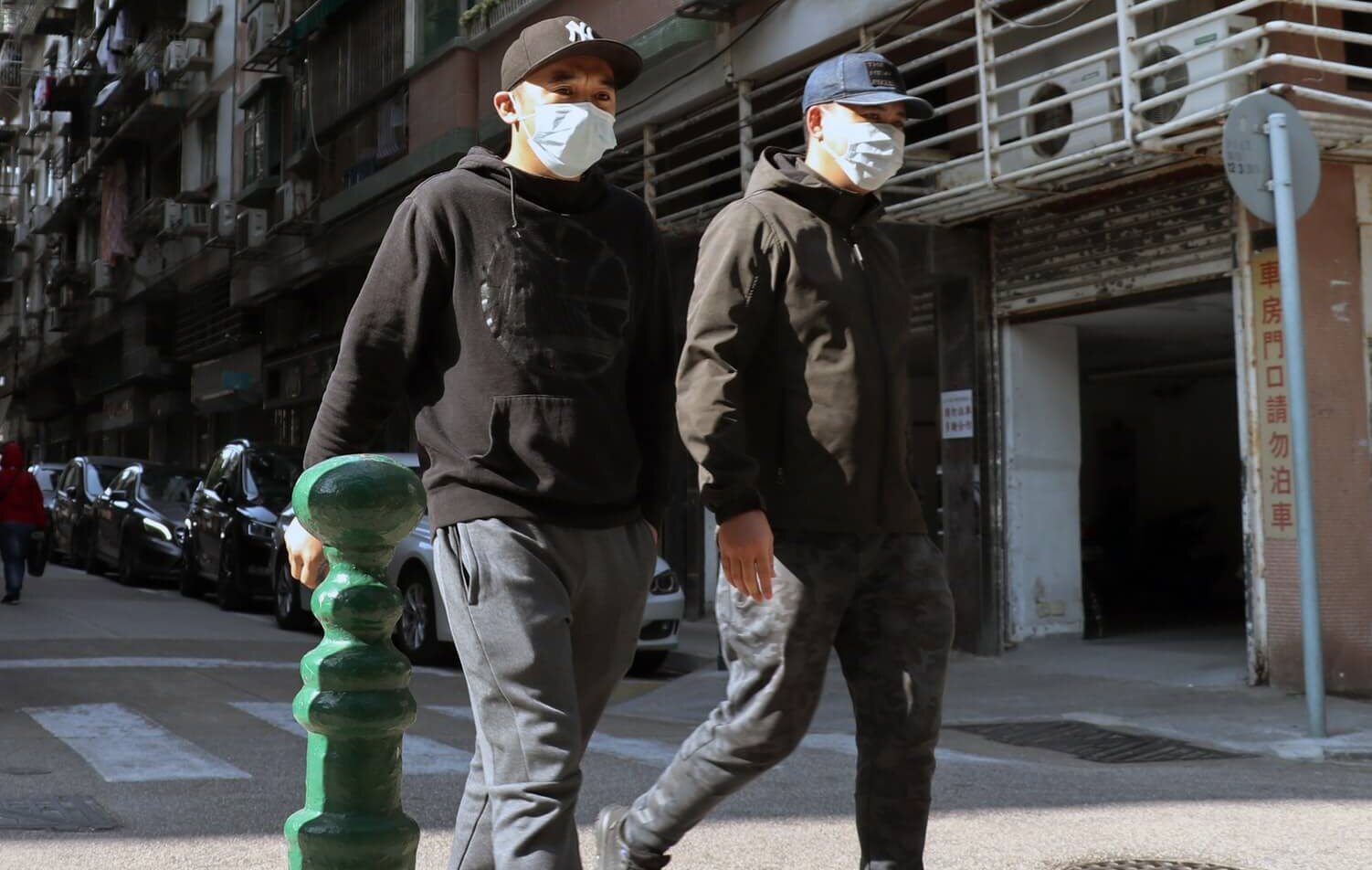 People wearing masks on the street