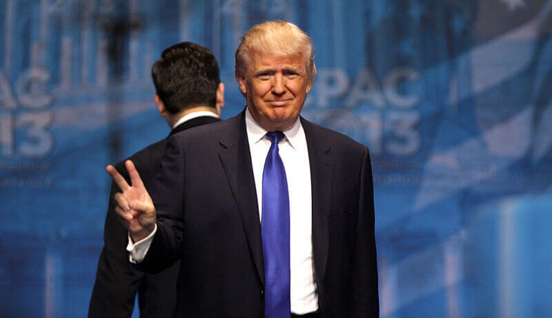 Donald Trump at a conference.