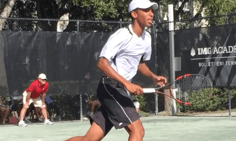 Felix Auger-Aliassime on the practice court.