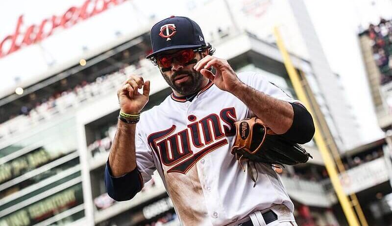 Twins player walking off the field