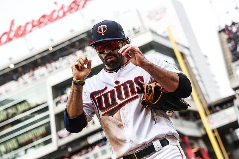 Twins player walking off the field