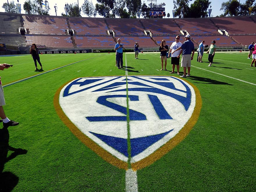 Pac-12 logo on the field.
