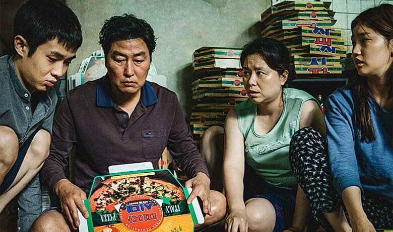 Still of the cast from Bong Joon-ho's film Parasite