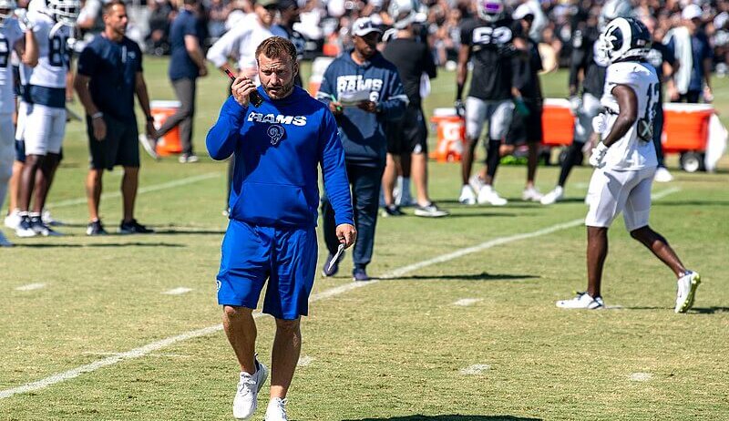 Sean McVay on the practice field.