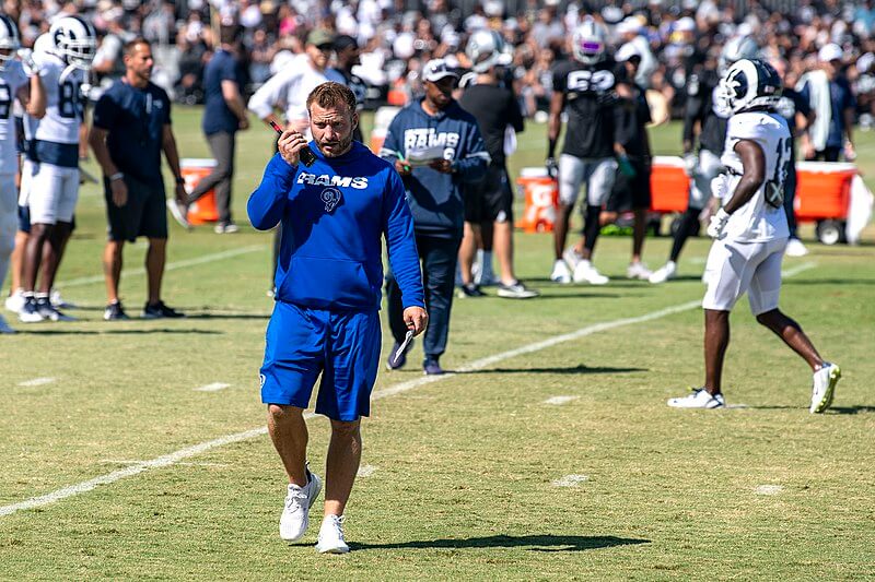 Sean McVay on the practice field.