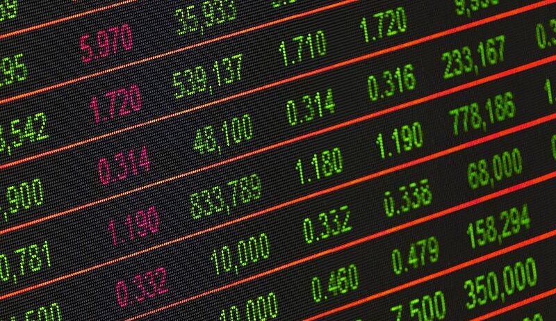 Stock Market prices on the board