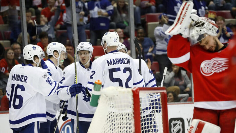 Toronto Maple Leafs celebrating.