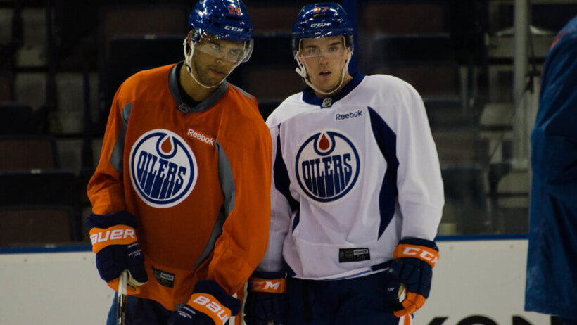 Connor McDavid practicing with the Oilers