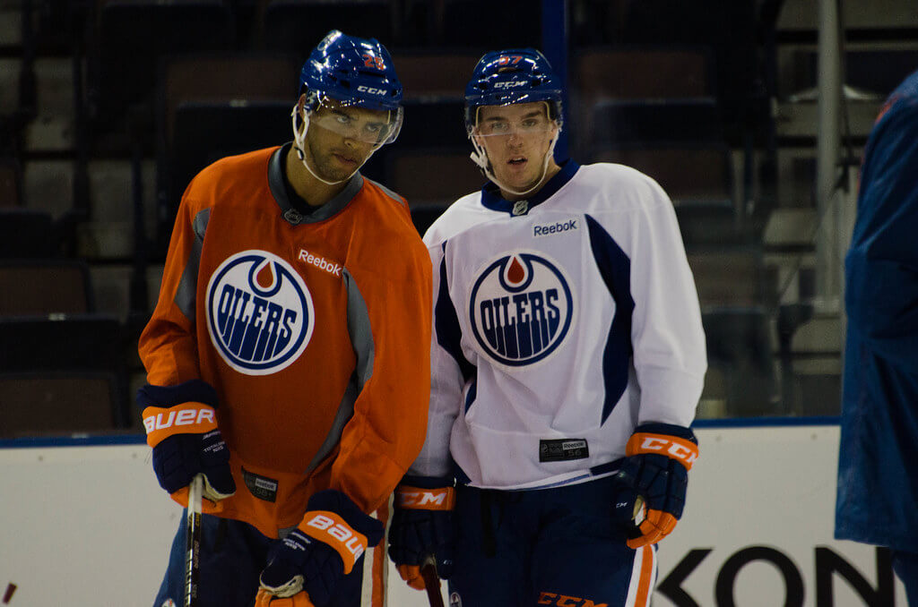 Connor McDavid practicing with the Oilers