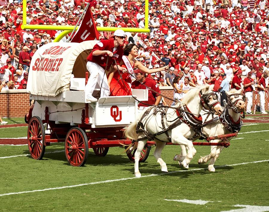 Oklahoma Sooners chuckwagon on the field