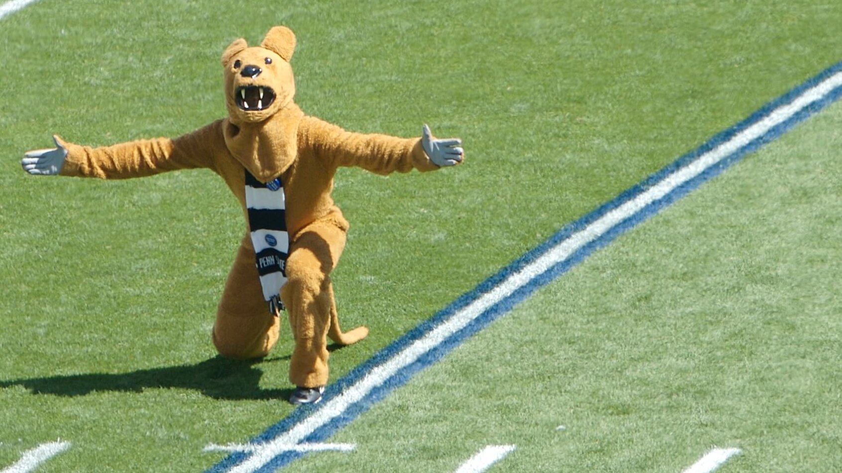 The Penn State mascot on the field.