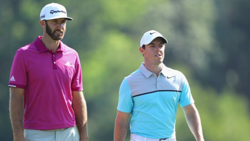 Dustin Johnson and Rory McIlroy on course