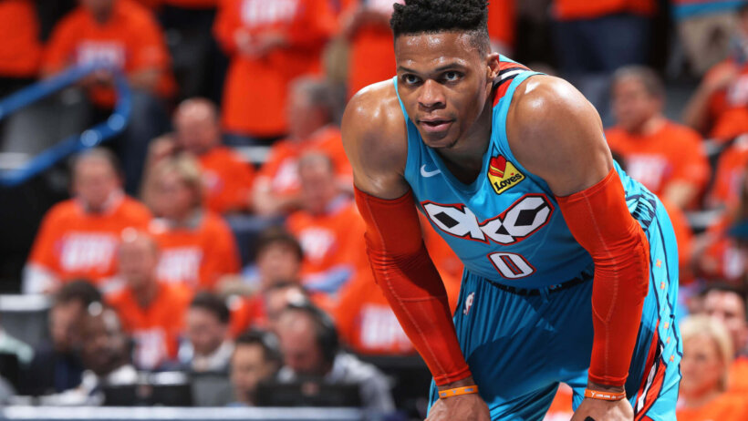 Russell Westbrook catches his breath.