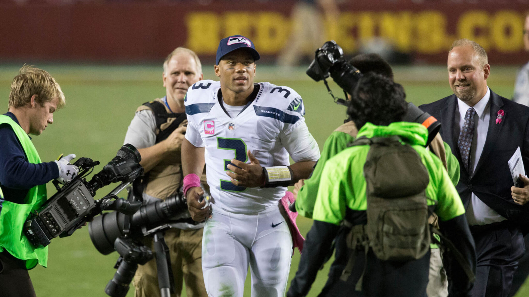 Russell Wilson on the field
