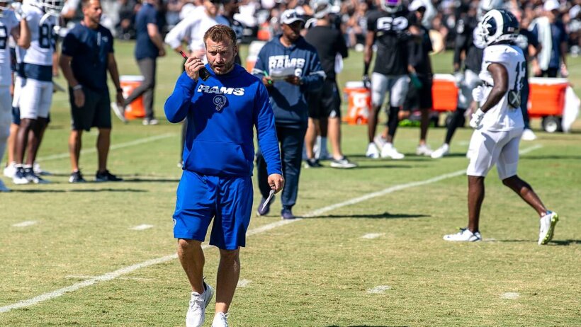 Sean McVay on the practice field.