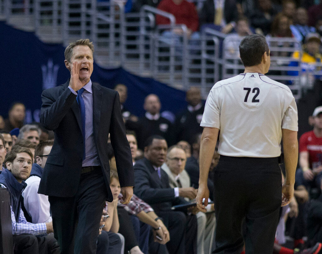 Steve Kerr on the Warriors sideline