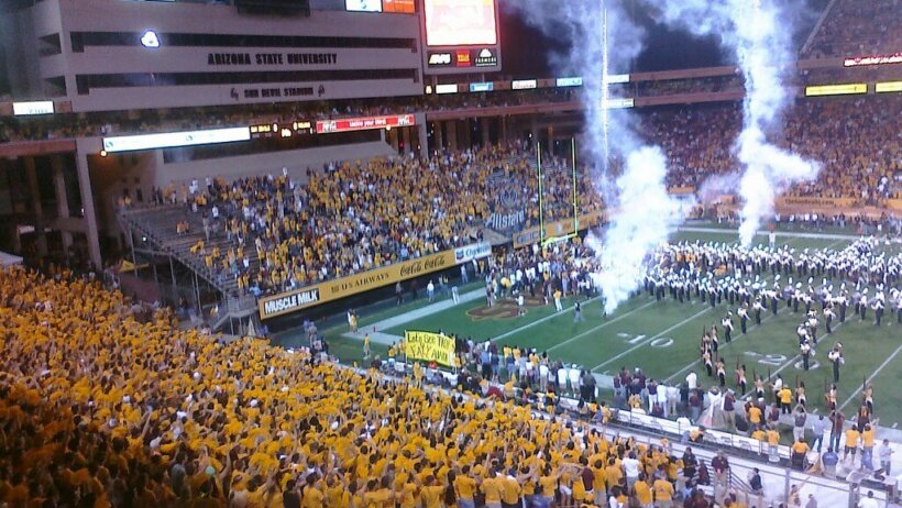 Arizona State Sun Devils coming onto the field to much fanfare.