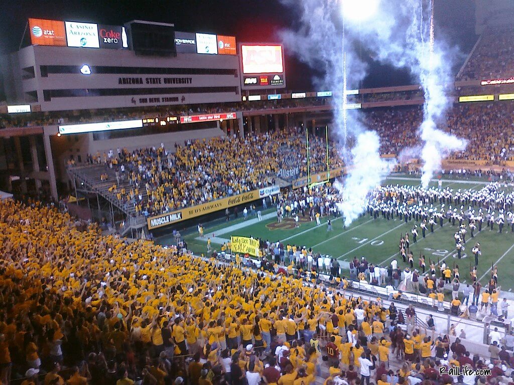 Arizona State Sun Devils coming onto the field to much fanfare.