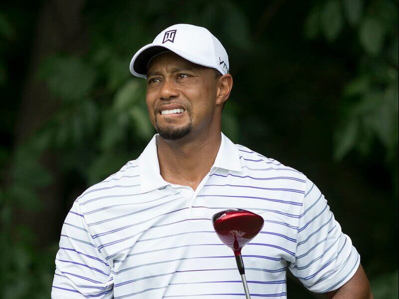 Tigers Woods standing on tee